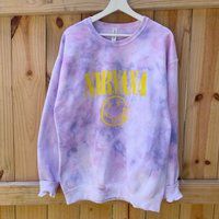 Nirvana Tie Dyed Sweatshirt, Tie Dye Festival, Womens Sweater, Pink Purple, Long Sleeve, Band S-5x | Etsy (US)