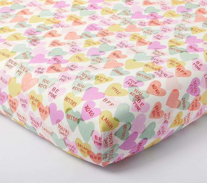 Rifle Paper Co. Candy Heart Organic Crib Fitted Sheet | Pottery Barn Kids