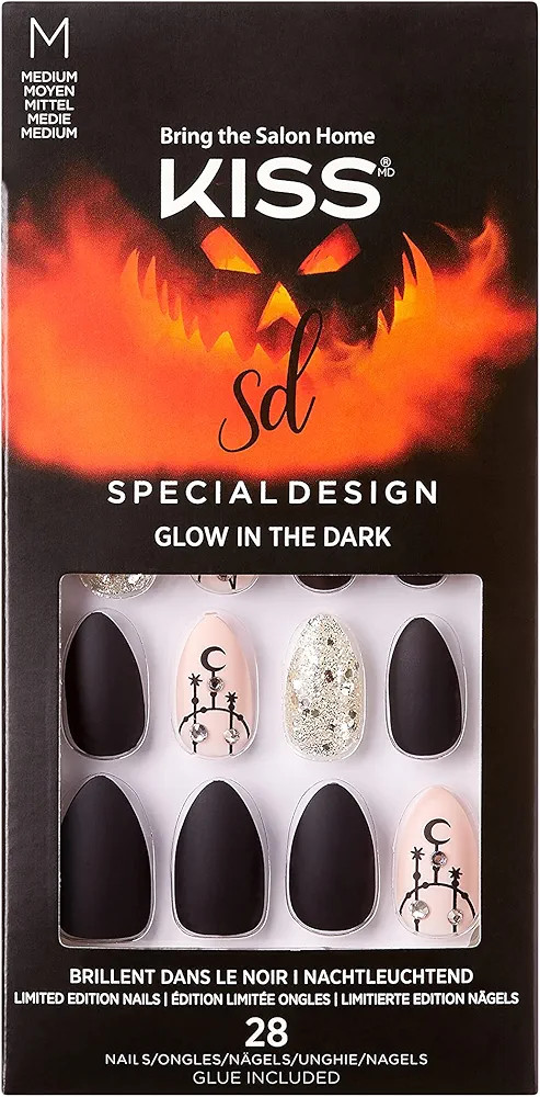 KISS Special Design Halloween Fake Nails, Glow-In-The-Dark, Style ‘Scary Skeletons’, with Pin... | Amazon (US)