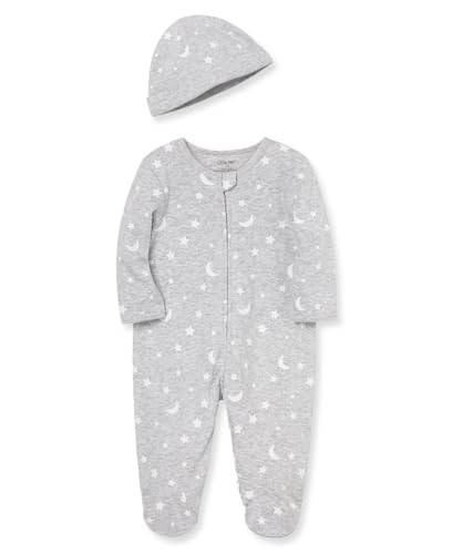 Little Me Clothes for Baby Unisex Gender Neutral 2-Piece Baby Sleeper and Cap Set, 100% Cotton Scratch-Free Tag Footies, Preemie to 9 Months | Amazon (US)