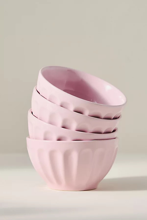 Amelie Latte Portuguese Stoneware Cereal Bowls, Set of 4 | Anthropologie (US)