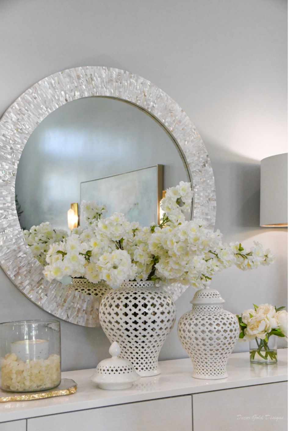 Round mirror, temple jar, ginger jar, lidded jar, lamps in alabaster, candle, console

#LTKhome