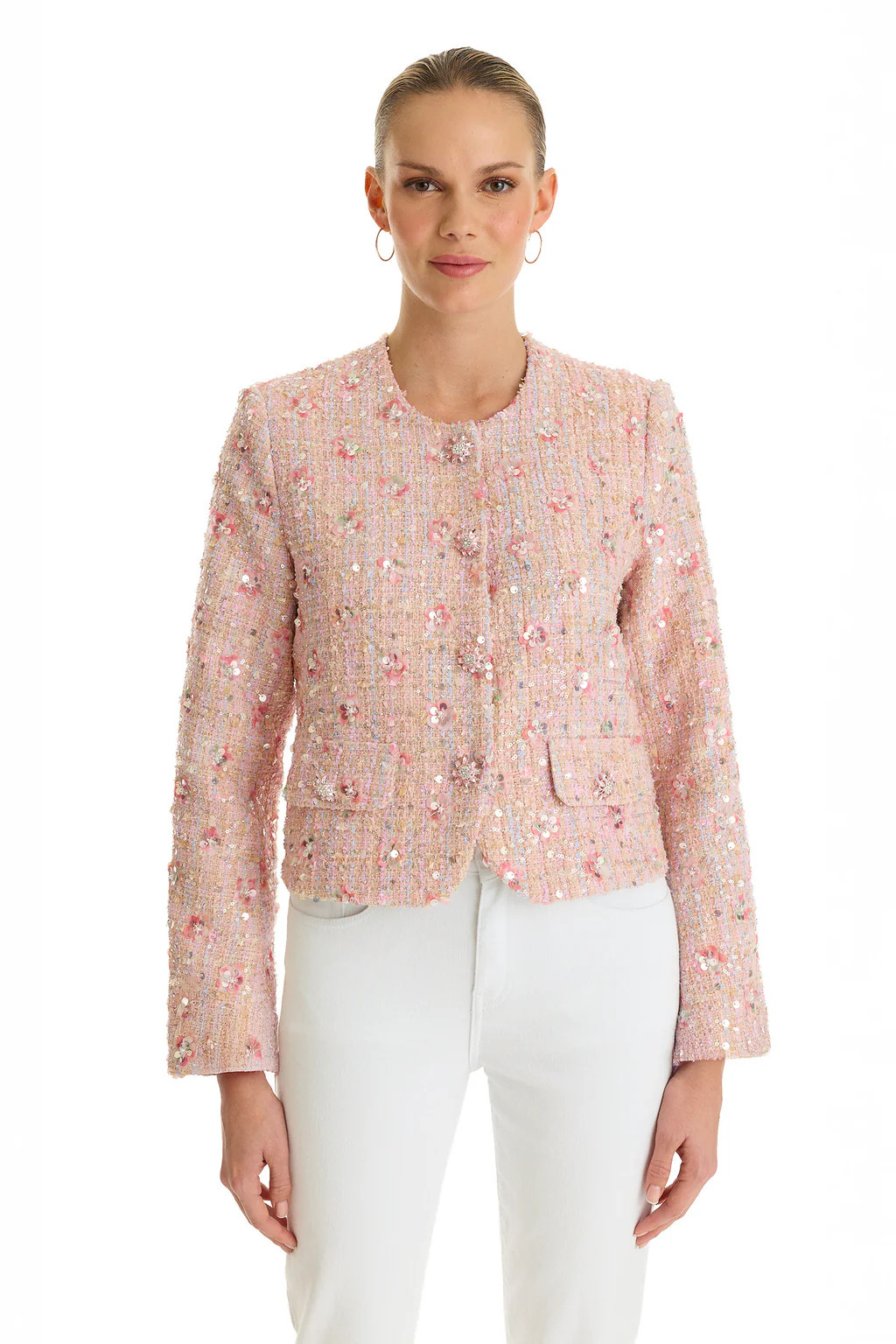 May Tweed Crystal Jacket - Pink Multi | The Noli Shop