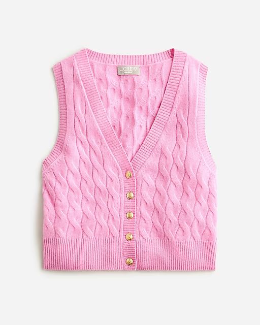 Cashmere shrunken cable-knit sweater-vest | J.Crew US