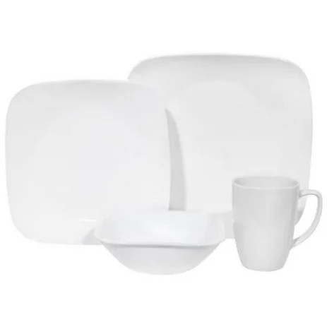 corelle square pure white 16-pc set w/ bonus 10-oz bowls | Walmart (US)