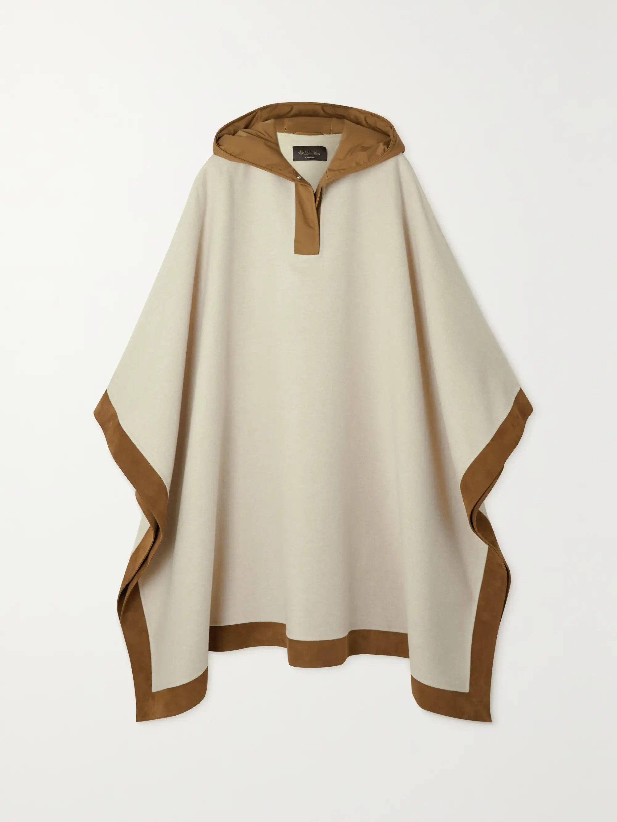 Chandra hooded suede and shell-trimmed cashmere cape | NET-A-PORTER (UK & EU)