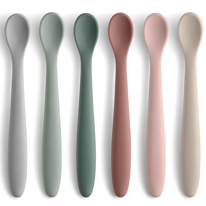 6-Piece Silicone Baby Feeding Spoons, First Stage Baby Infant Spoons, Soft-Tip Easy on Gums I Bab... | Amazon (US)