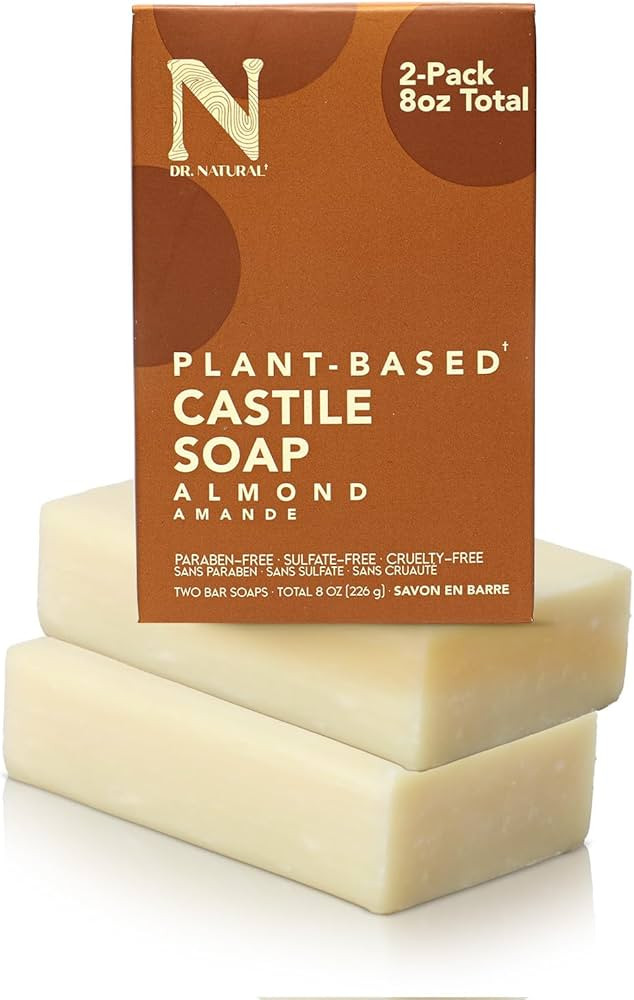 Dr. Natural Pure Castile Soap, Almond, 2 Pcs - Plant-Based - Made with Shea Butter - Rich in Coco... | Amazon (US)