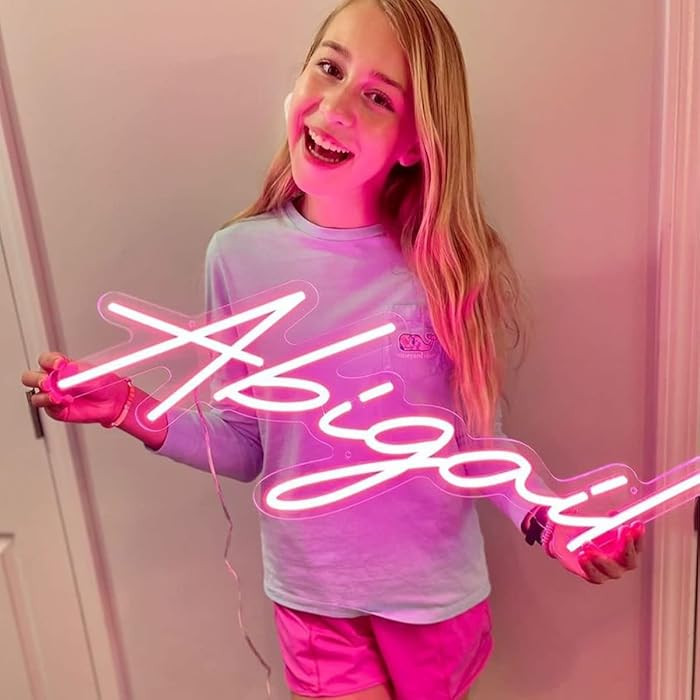 Custom Neon Signs for Wall Decor Personalized Large Pink Néon Led Light Signs Aesthetic Room Bed... | Amazon (US)