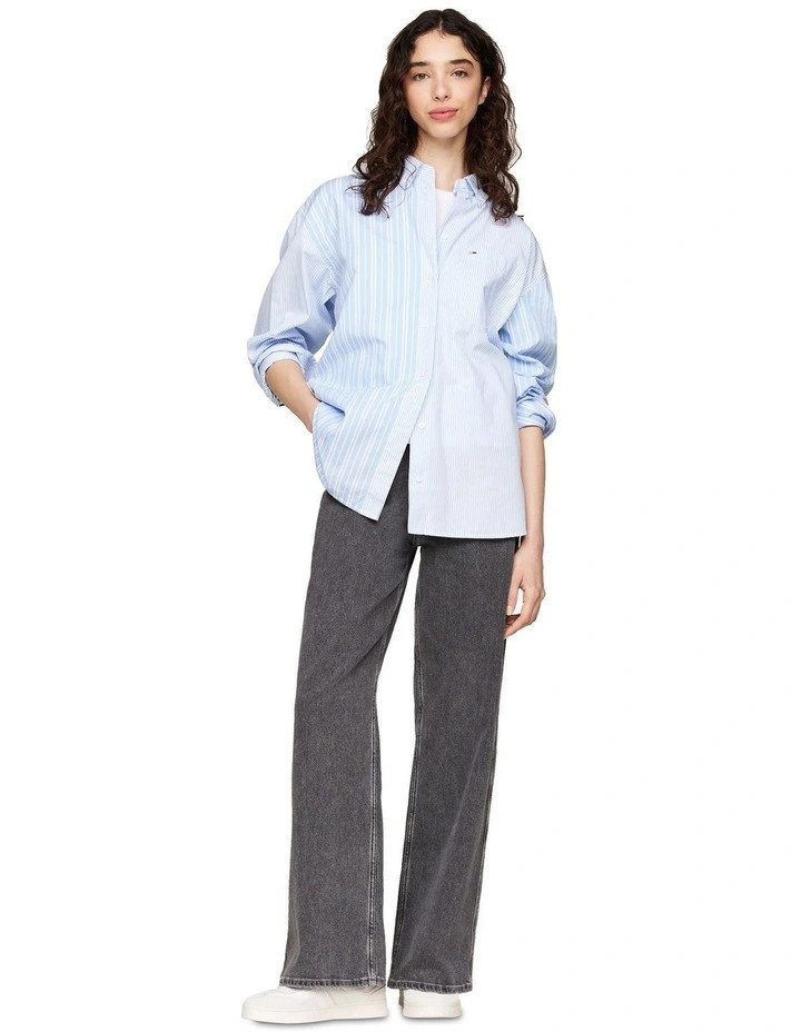 Tommy JeansOversized Stripe Mix Essential Shirt in Blue | Myer