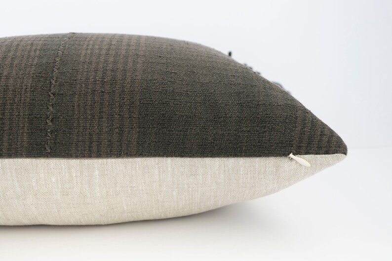 JACKSON || 17x19 Dark Grey Brown Stripe Hmong Pillow Cover Vintage Hmong Thai Woven Fringe Pillow... | Etsy (CAD)