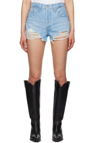 Blue 501 High Rise Denim Shorts | SSENSE