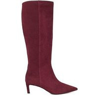 Dune London Smoothly Side Zip Detail Leather Knee High Boots - Burgundy | Very (UK)