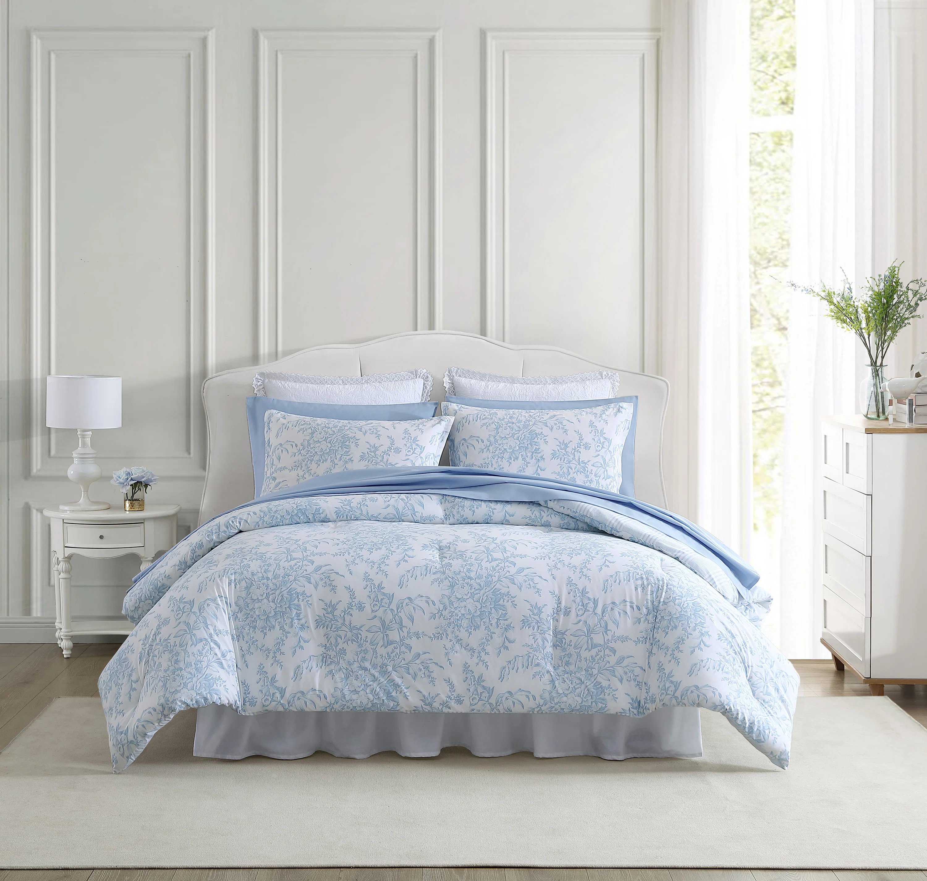 Laura Ashley Bedford Reversible Cotton Blue Comforter Set & Reviews | Wayfair | Wayfair North America