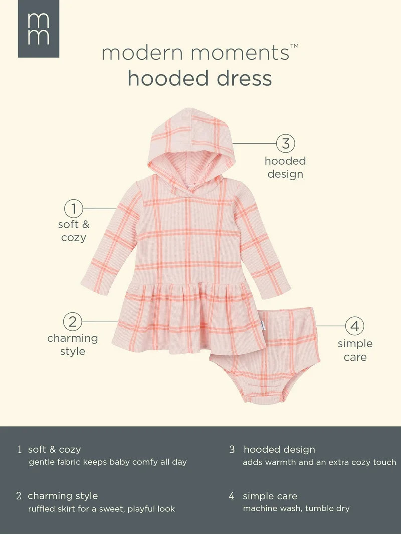 Gerber Baby Girl Hooded Dress and Diaper Cover Outfit Set, 2-Pice, Sizes 0/3 Months - 24 Months | Walmart (US)