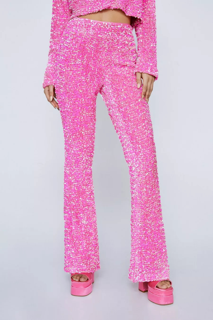 Premium Velvet Sequin Flare Pants | Nasty Gal US