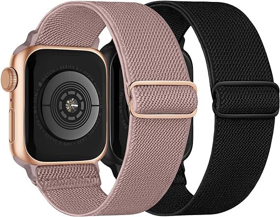 Stretchy Nylon Solo Loop Bands Compatible with Apple Watch 38mm 40mm 41mm 42mm 44mm 45mm, Adjusta... | Amazon (US)