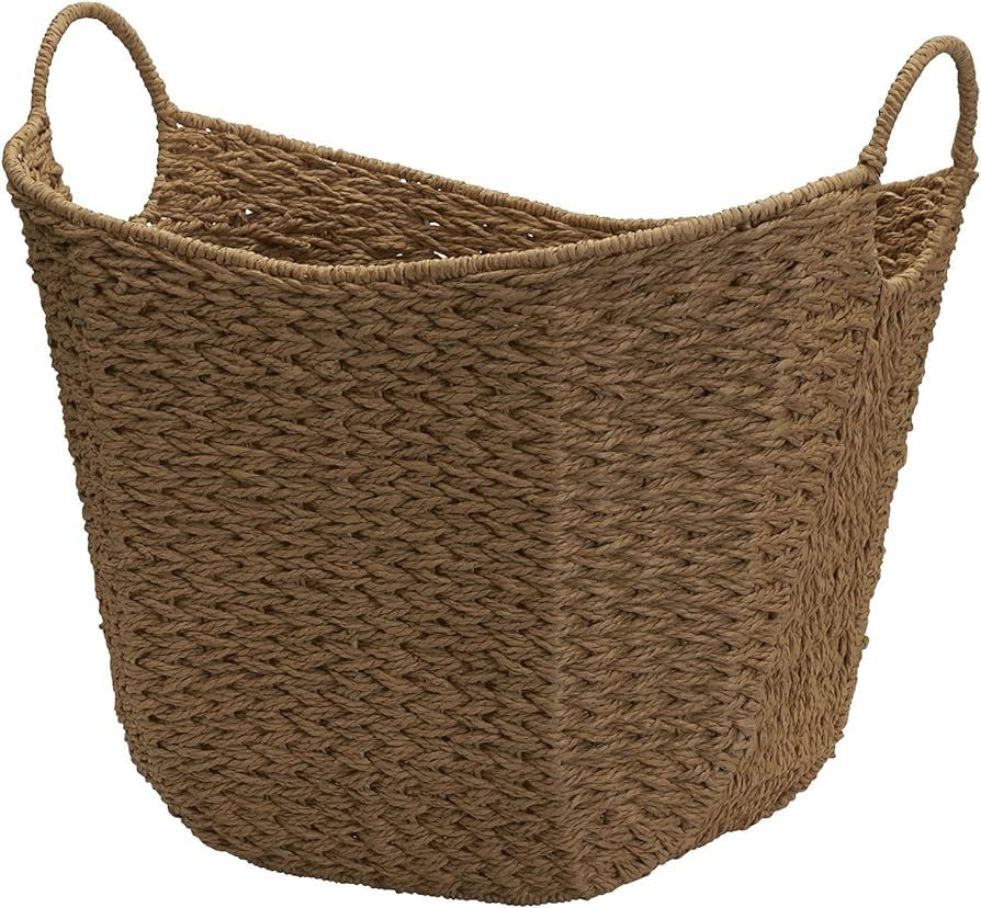 Household Essentials Natural Brown Wicker Storage Basket with Handles Large Paper Rope | Amazon (US)