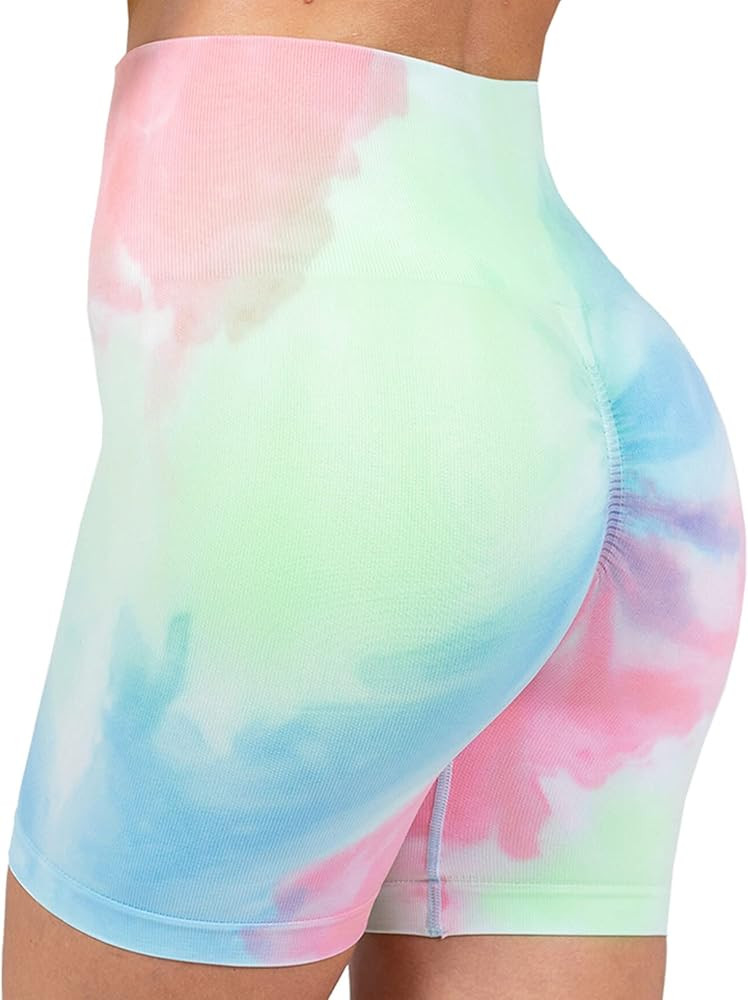 MAXXIM Women's High-Waisted Seamless Compression Biker Shorts - Tie Dye and Solid Ideal for Gym, ... | Amazon (US)
