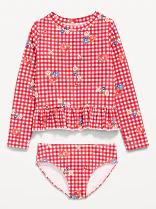 Printed Long-Sleeve Rashguard Swim Top Set for Toddler Girls | Old Navy (US)