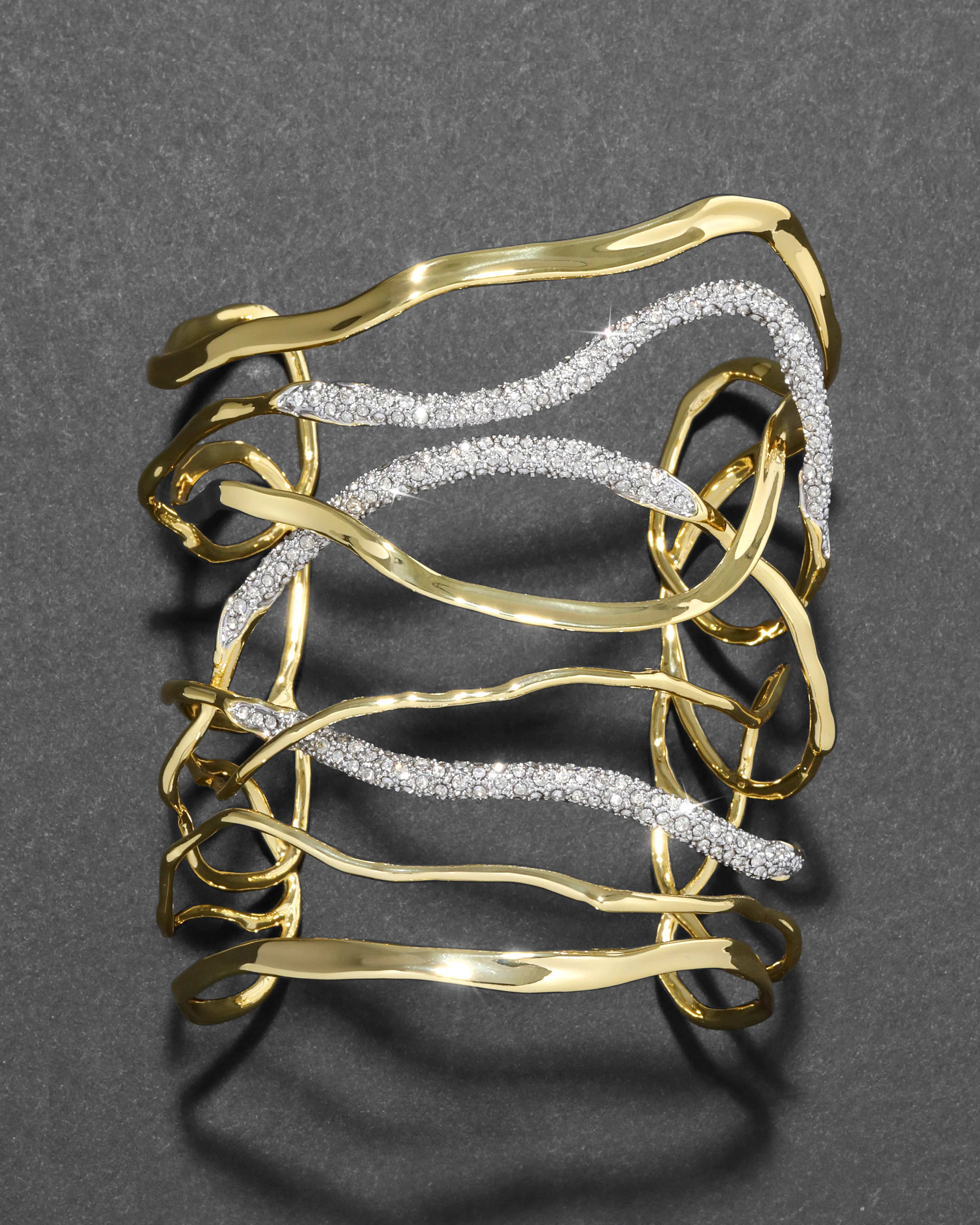 Solanales Crystal Intertwined Wide Cuff Bracelet | Gold & Silver Cuff | Alexis Bittar