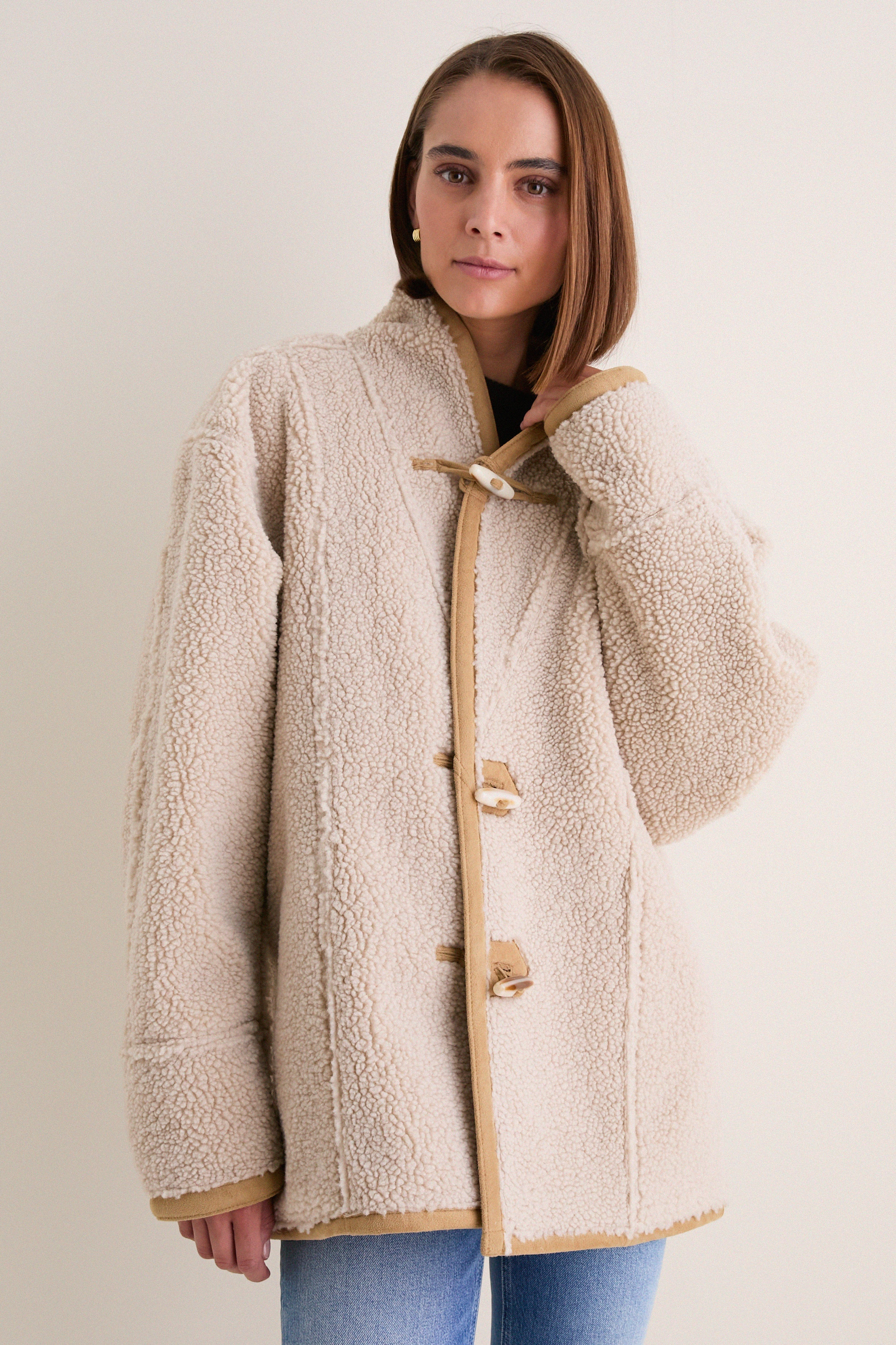 Tan Aspen Reversible Shearling Toggle Coat | Tuckernuck (US)