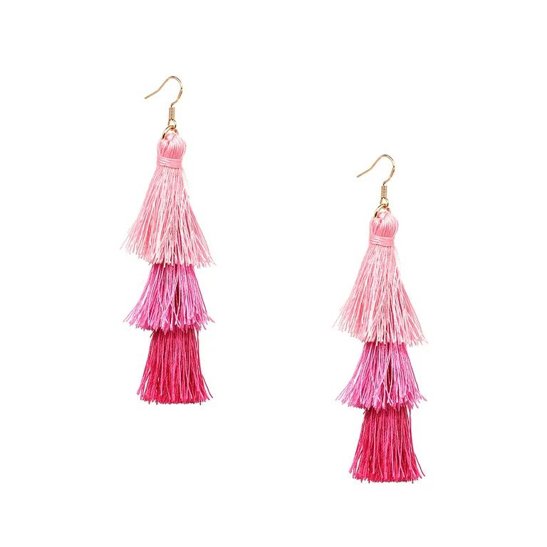 Jewelry Collection Cocos Ombre Tassel Drop Earrings, Pink Multi - Walmart.com | Walmart (US)