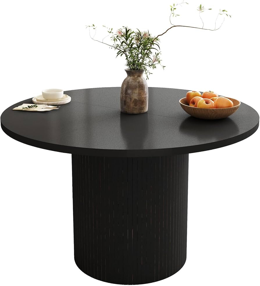 47 Inch Round Dining Table, Farmhouse Fluted Dining Kitchen Table, Modern Wood Small Circle Dinin... | Amazon (US)