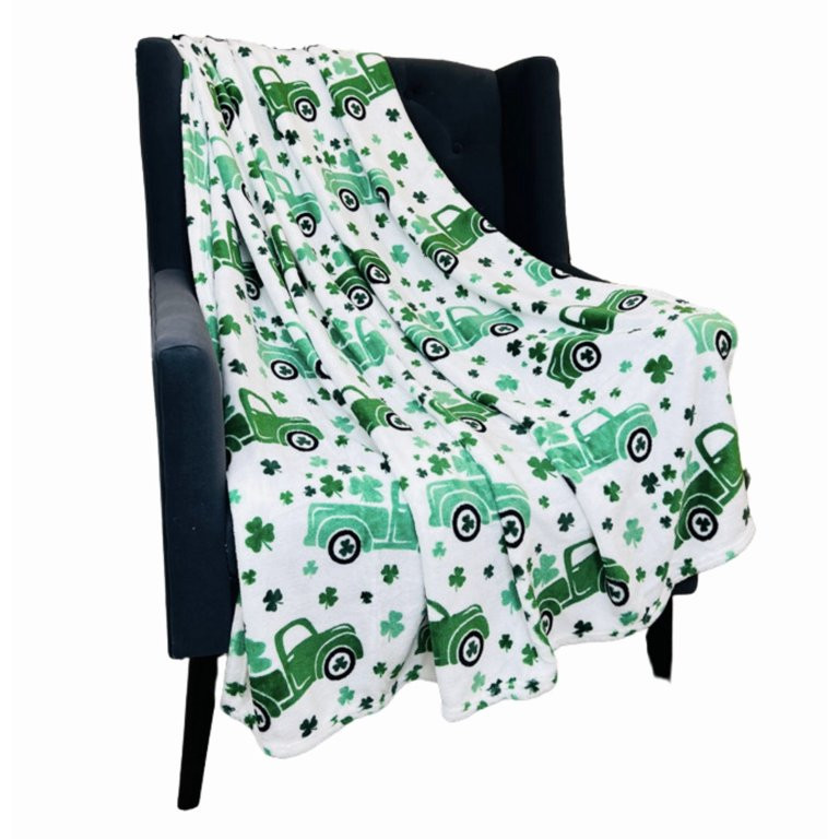 St. Patrick's Day Soft Throw Blanket: Decorative Truck Full of Luck with Shamrock Clovers on Dist... | Walmart (US)