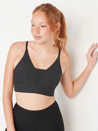 Light Support PowerSoft Textured-Rib Sports Bra for Women | Old Navy (US)