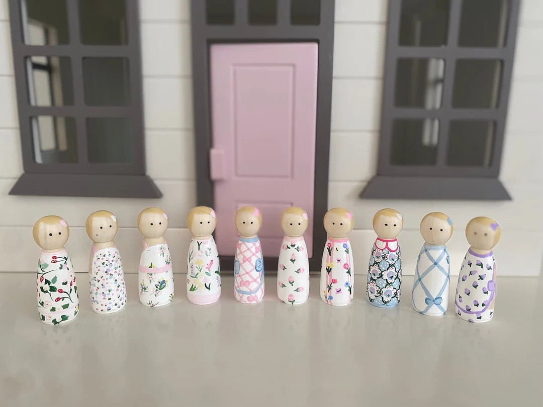 custom peg dolls | wooden dolls | hand painted wood dolls | dollhouse dolls | wooden toys | Etsy (US)