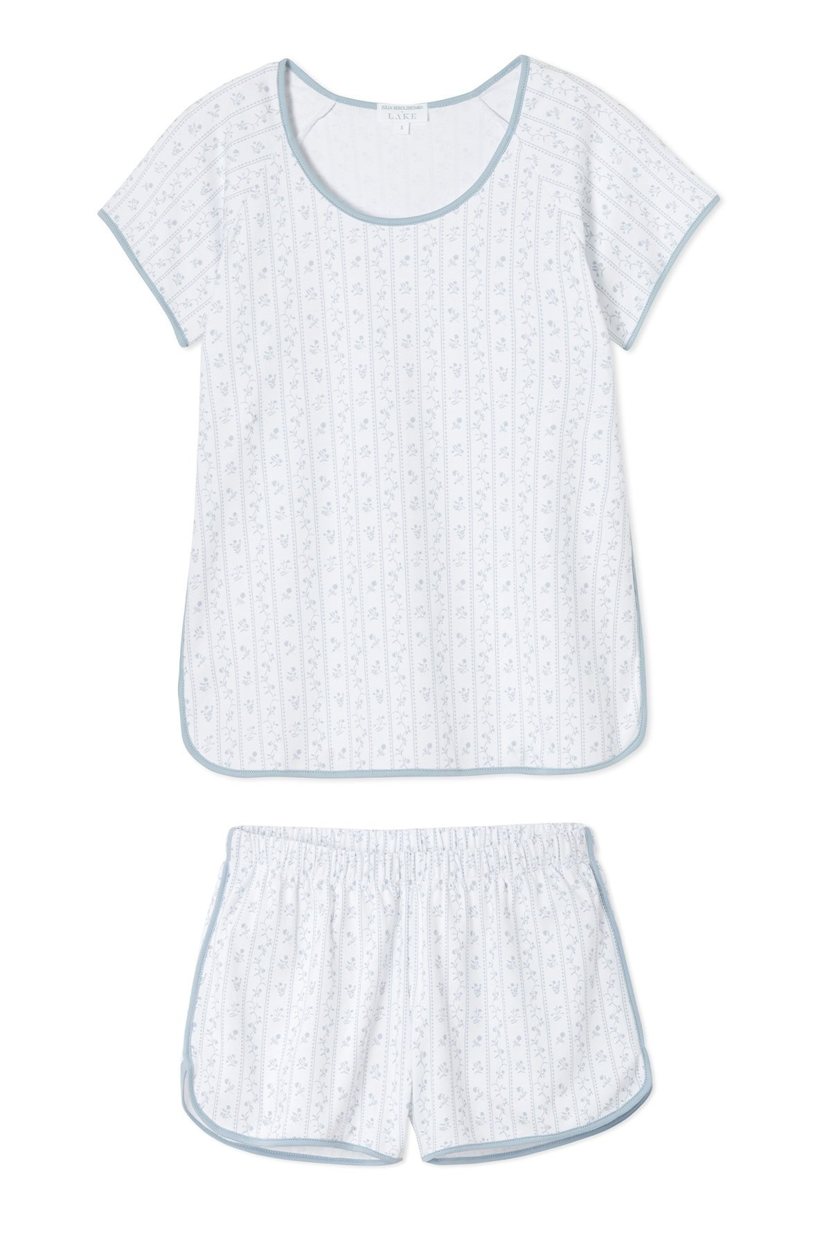 JB x LAKE Pima Shorts Set in Blue Garden | LAKE Pajamas