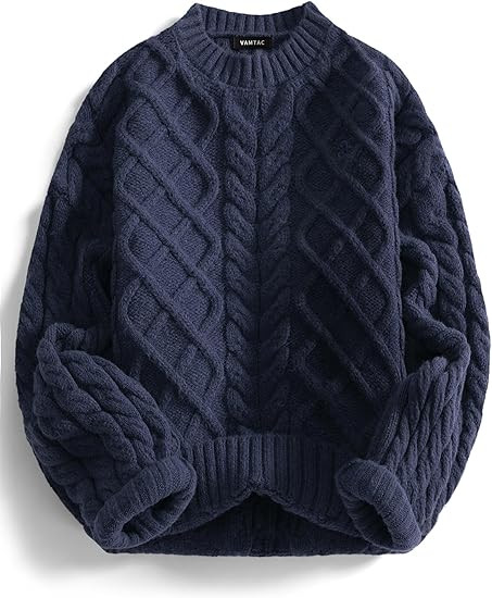 Vamtac Vintage Sweaters Crewneck Cable Knit Sweater Soft Warm Pullover Oversized Chunky Jumper Fa... | Amazon (US)