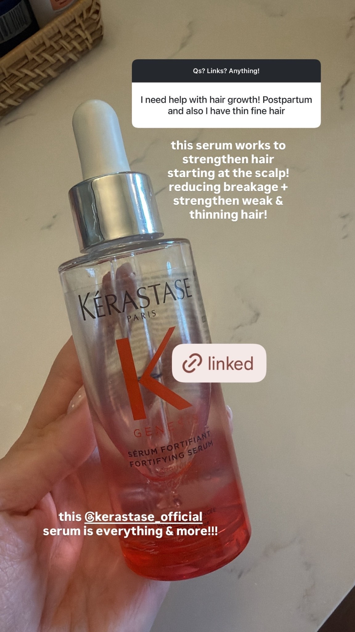 this @kerastase_official serum is everything & more!!! this serum works to strengthen hair starting at the scalp! reducing breakage + strengthen weak & thinning hair!