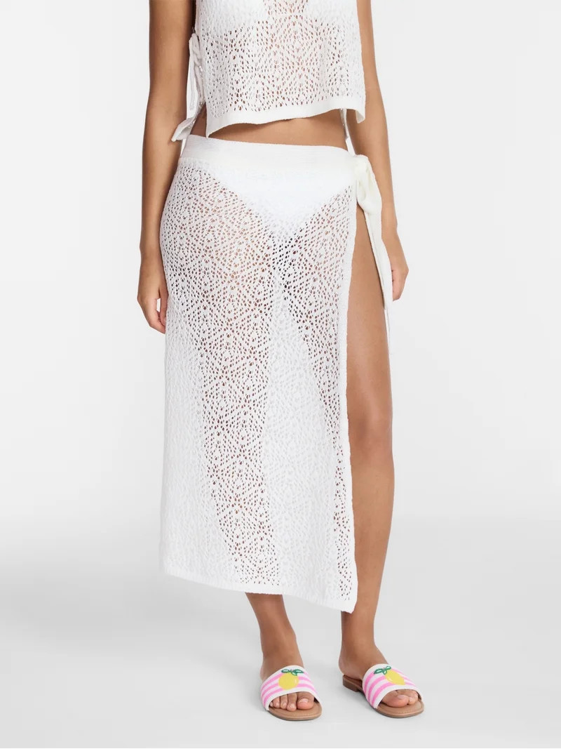 No Boundaries Crochet Knit Skirt with Side Tie, Women's | Walmart (US)