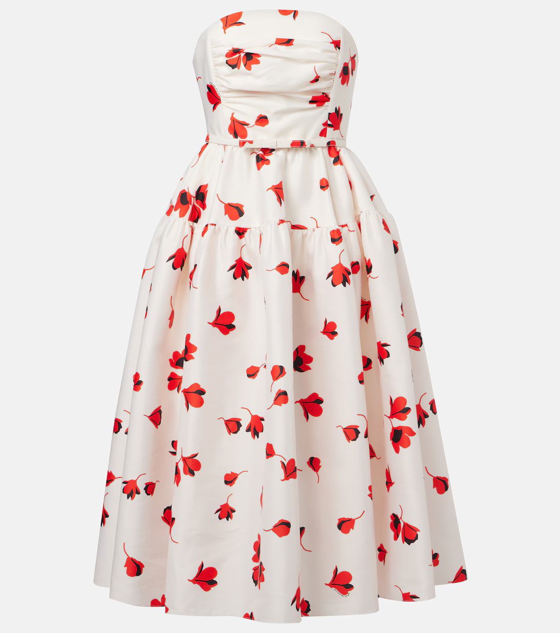 Floral ruched taffeta midi dress | Mytheresa (US/CA)