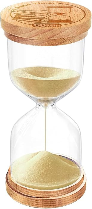 CNCJ 60 Minute Wooden Sand Timer, Hourglass Light Gold Small Sand Clock for Desk Decor Kitchen Cl... | Amazon (US)
