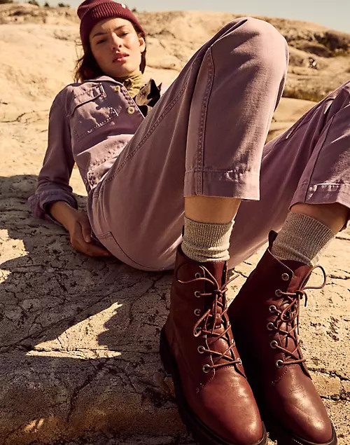 The Rayna Lace-Up Boot in Leather | Madewell