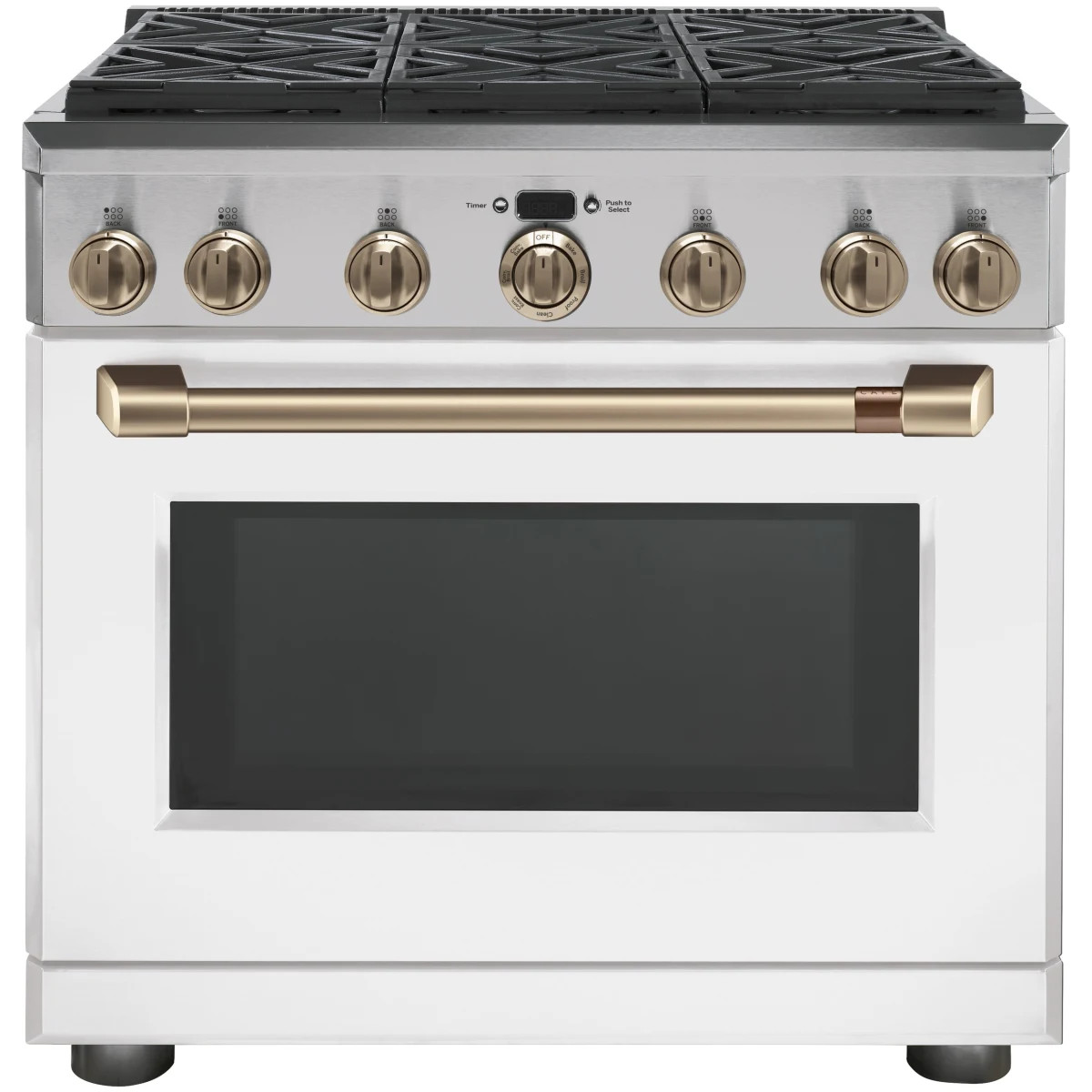 Cafe C2Y366P3MD1 Matte Black 36 Inch Wide 5.75 Cu. Ft. Free Standing Dual Fuel Range with Convect... | Build.com, Inc.