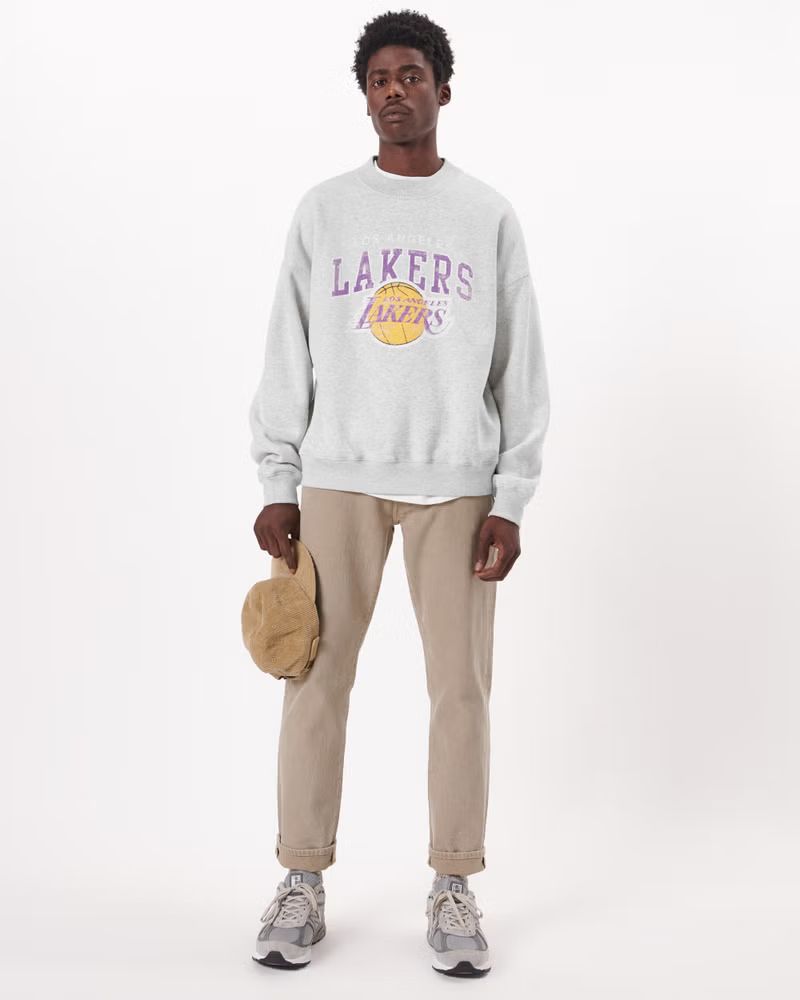 Men's Los Angeles Lakers Crew Sweatshirt | Men's Tops | Abercrombie.com | Abercrombie & Fitch (US)