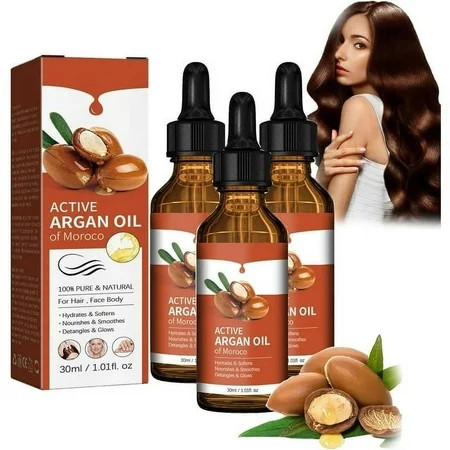Argan Oil Natural organic Hair oil Butter hair growth oil reduces dryness repair fragile hair nourishing hair oil -3pcs | Walmart (US)