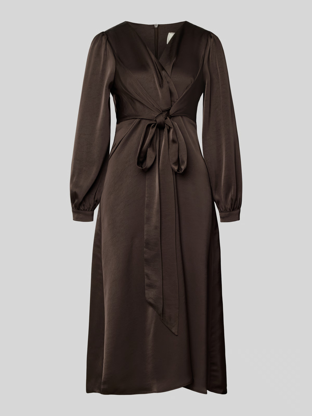 Midi-jurk met V-hals, model 'RIMINI' in donkerbruin | Peek & Cloppenburg NL