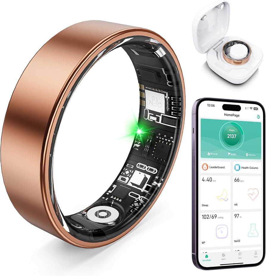 Smart Ring with Sleep Monitoring, Step Counting, Heart Rate, Blood Oxygen for iOS and Android, No... | Amazon (US)