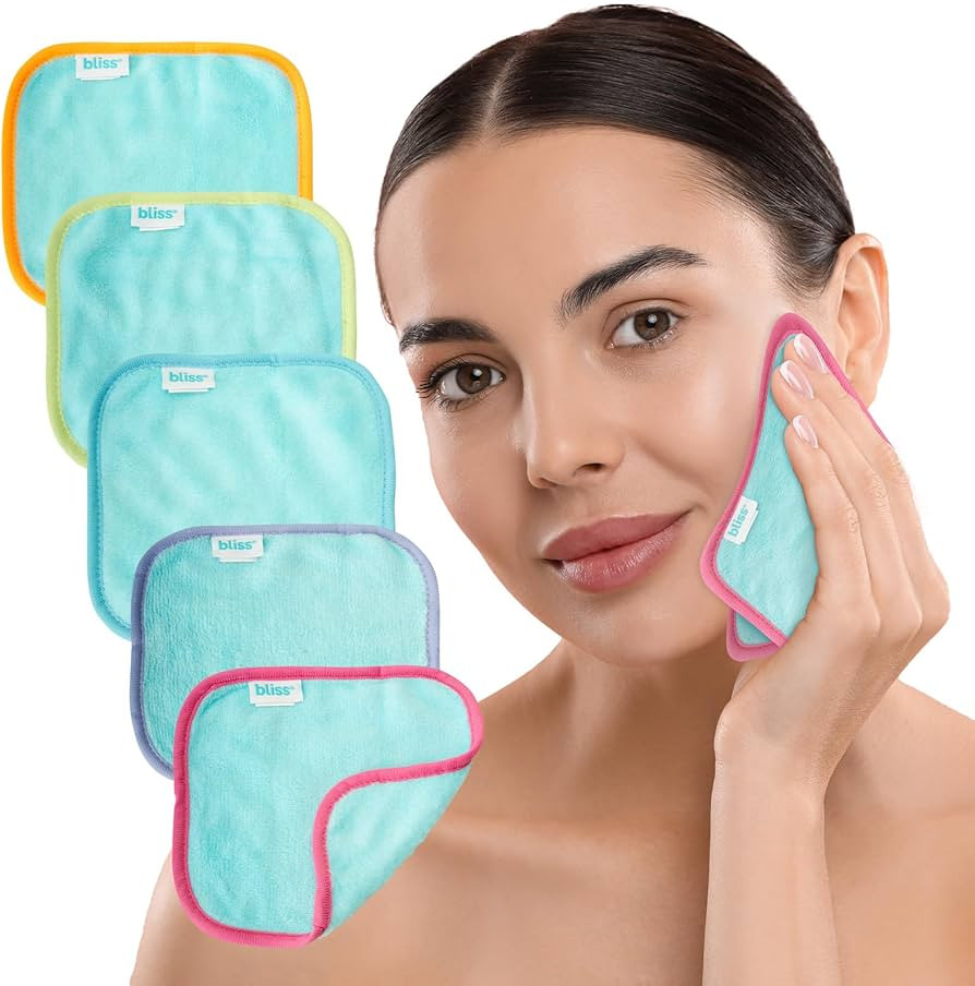 Bliss Reusable Makeup Remover Cloth - 5 Pack Fast Drying Reusable Microfiber Face Towel - Cleansi... | Amazon (US)