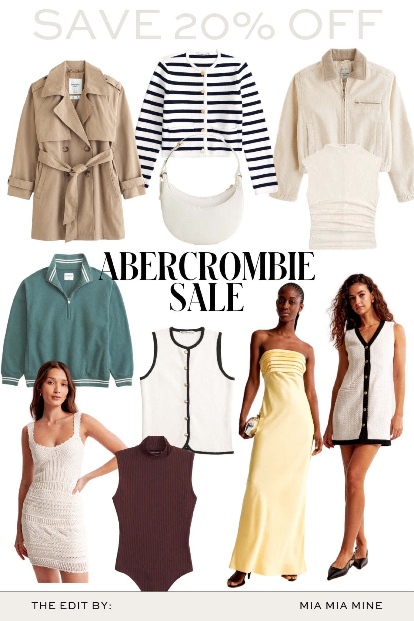 Abercrombie summer sale - save 20% off site wide on trench coats, summer dresses, cardigans and fall transitional styles 

#LTKSaleAlert #LTKFindsUnder50 #LTKFindsUnder100