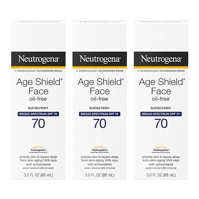 Neutrogena Age Shield Face Oil-Free Sunscreen Lotion with Broad Spectrum SPF 70, Non-Comedogenic ... | Amazon (US)