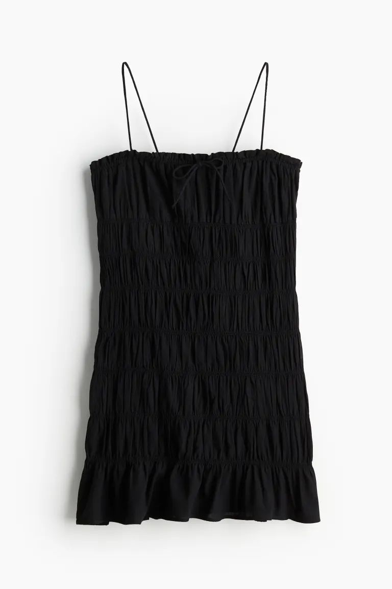 Smocked Bodycon Dress - Sleeveless - Short - Black - Ladies | H&M US | H&M (US + CA)
