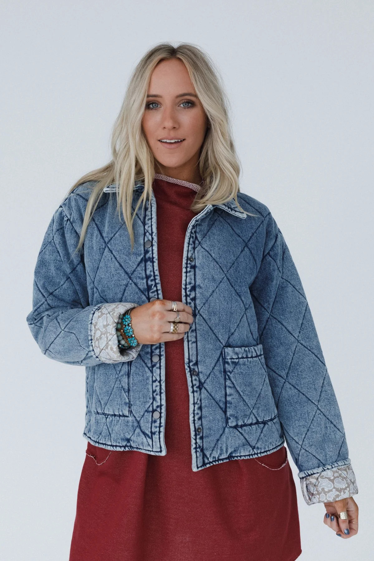 Echo Canyon Quilted Jacket - Medium Denim | Three Bird Nest