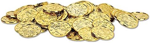 Beistle 100 Piece Gold Plastic Pirate Treasure Embossed Coins Western Theme Supplies Casino Party... | Amazon (US)