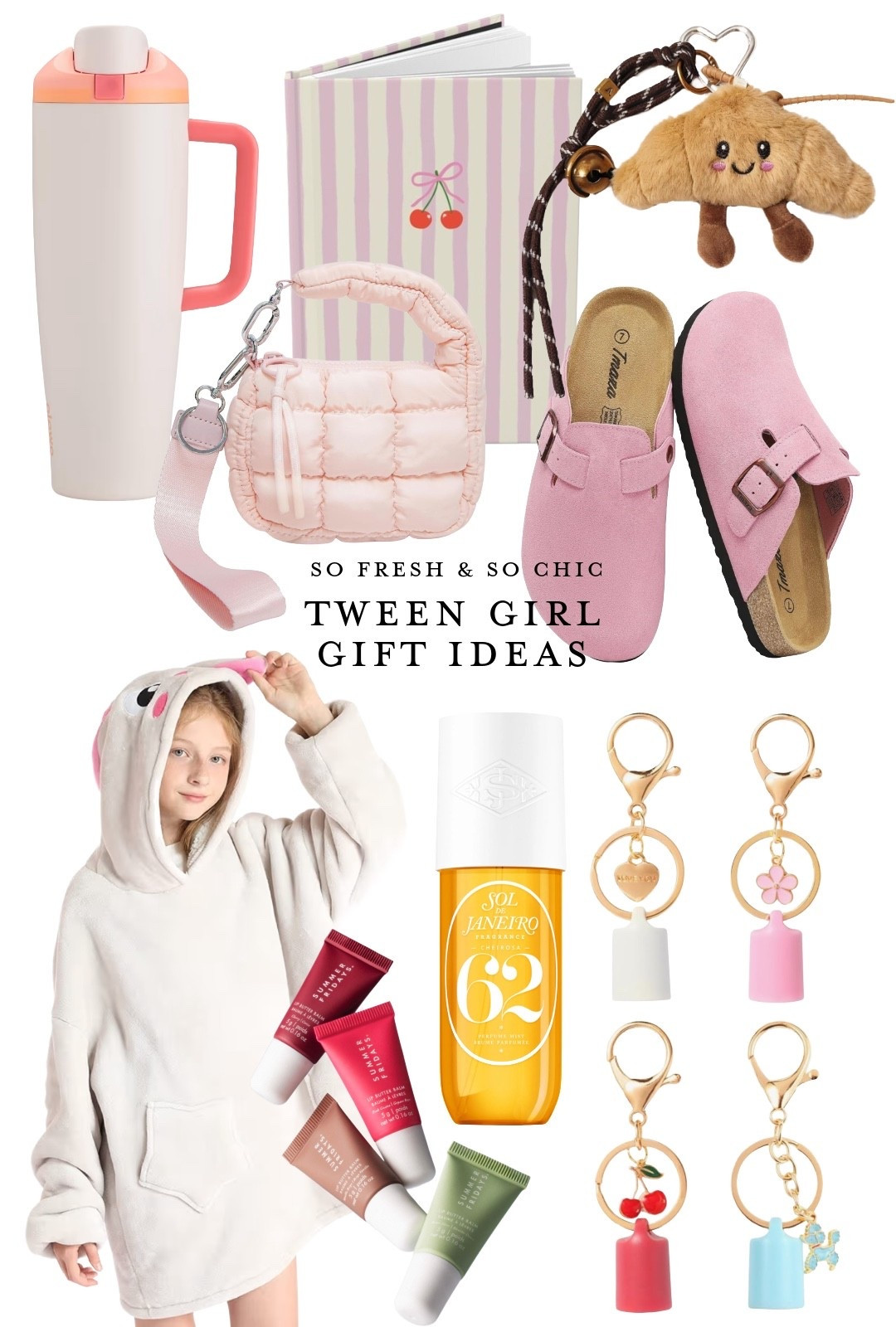 Tween girl Christmas gift guide!
-
Christmas gifts for tween girls - tween girl gift ideas - summer Friday lip balm minis - Sephora gifts - sol de janeiro 62 spray - wearable blanket - Amazon gift ideas for tweens - pink Birkenstock Boston dupes - owala free sip - puffy Stanley cup bag - puffy bag charm - croissant bag charm - lip balm key chain caps - Etsy gifts - personalized notebook etsy - etsy planner diary - tween gift ideas - gift guide for her

#LTKFindsUnder100 #LTKSaleAlert #LTKGiftGuide